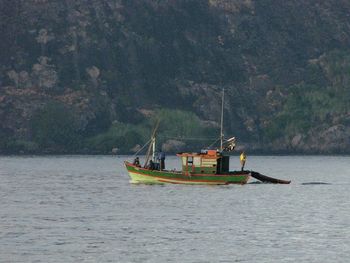 Boat sailing in sea