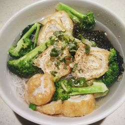 High angle view of food in bowl