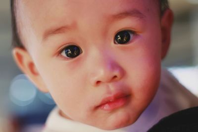 Close-up portrait of cute baby boy
