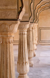 White marble hall of sattais katcheri at amber fort in jaipur, rajasthan, india