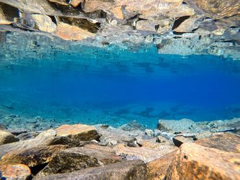 Surface level of rocks in swimming pool