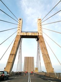 Low angle view of suspension bridge at bangka island