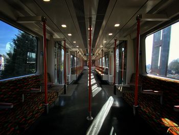 Interior of illuminated railroad station