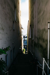 Narrow alley along buildings