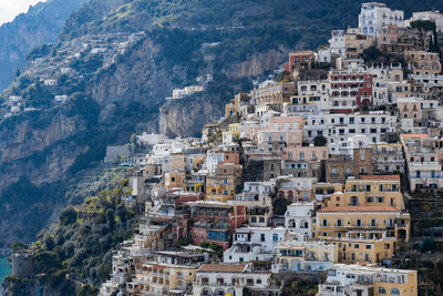 Beautiful view of the beautiful houses on the mountain cliffs.