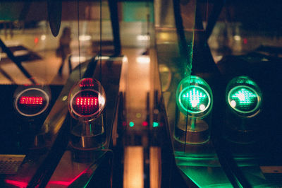 Close-up of illuminated lights at night