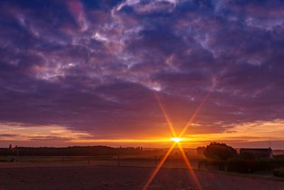 Scenic view of field against sky during sunset