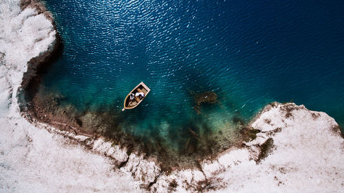 High angle view of swimming in sea