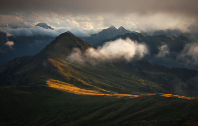 Scenic view of mountains against sky