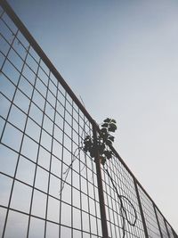 Low angle view of floodlight against clear sky