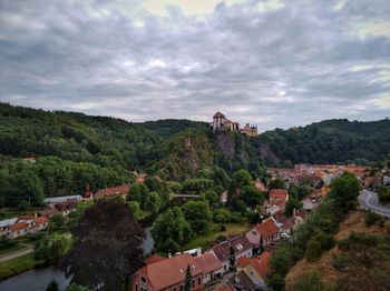 Residential district against sky