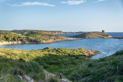 Scenic view of bay against sky