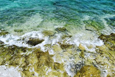 High angle view of sea waves