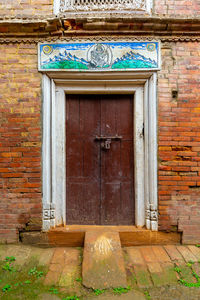 Closed door of old building