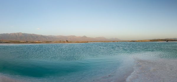 Scenic view of sea against clear sky