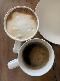 High angle view of coffee on table