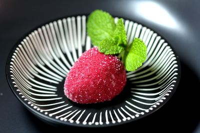 Close-up of strawberries in plate