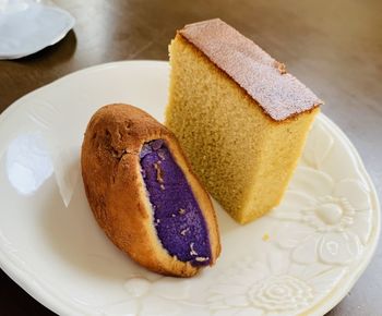 Close-up of dessert in plate on table