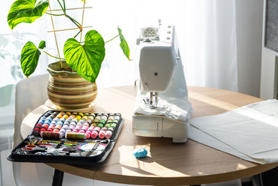 Close-up of sewing machine