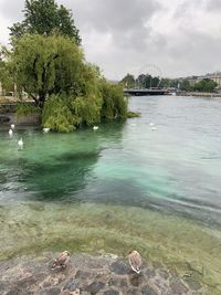 Scenic view of lake against sky