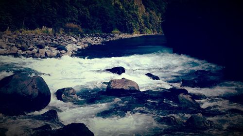 Scenic view of waterfall