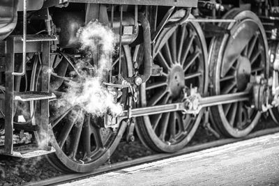 Close-up of train on railroad track