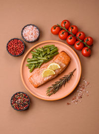 High angle view of food on table