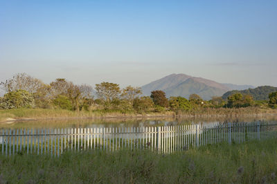 Scenic view of lake against sky