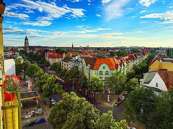 High angle shot of townscape