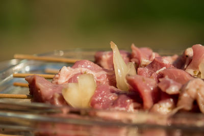 Close-up of meat on barbecue grill