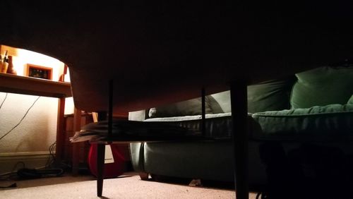 Interior of illuminated bedroom