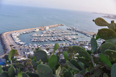 High angle view of beach against sky