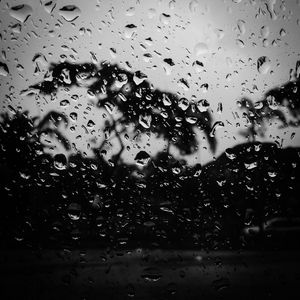 Close-up of water drops on glass