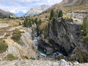 Scenic view of river and mountains