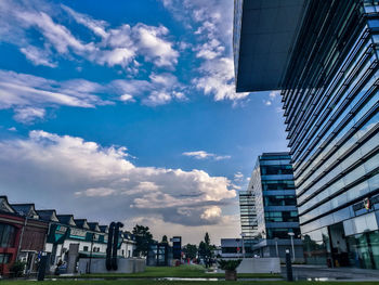 Low angle view of buildings against sky