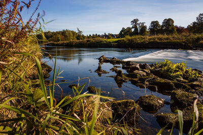 Scenic view of lake against sky
