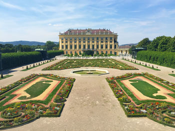 View of historical building in garden