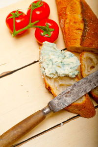 Close-up of food on cutting board