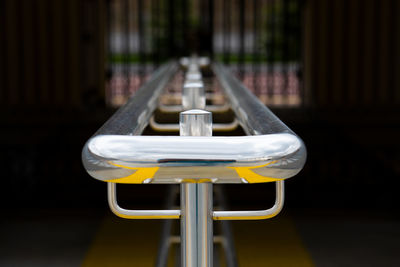 Curved metal handrail close-up