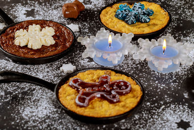 High angle view of cake on table