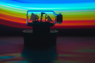 Close-up of toy car on table