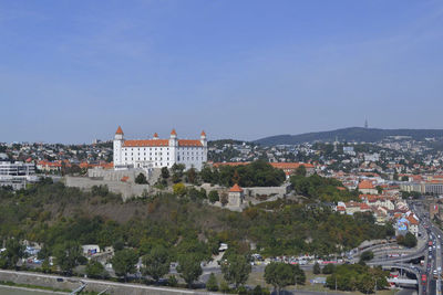 The castle in bratislava near the bridge at summer
