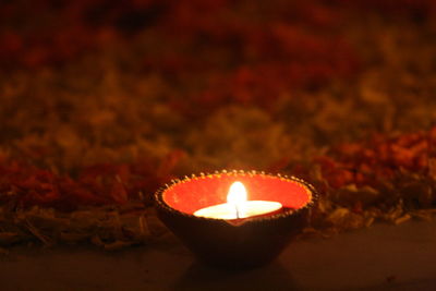 Close-up of lit candle