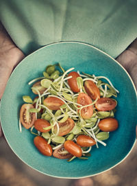 High angle view of vegetables in bowl