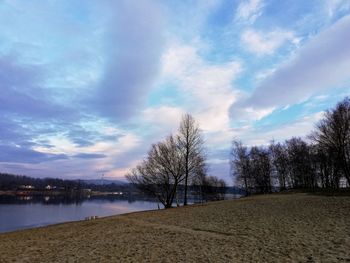 Scenic view of lake against sky