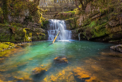 Scenic view of waterfall