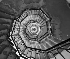 Directly below shot of spiral staircase in building