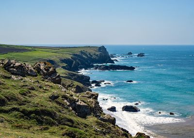 Scenic view of sea against clear sky