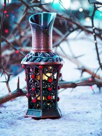 Close-up of illuminated lantern