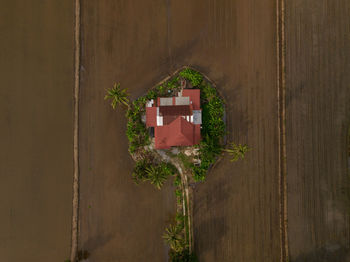 Aerial view of houses on land